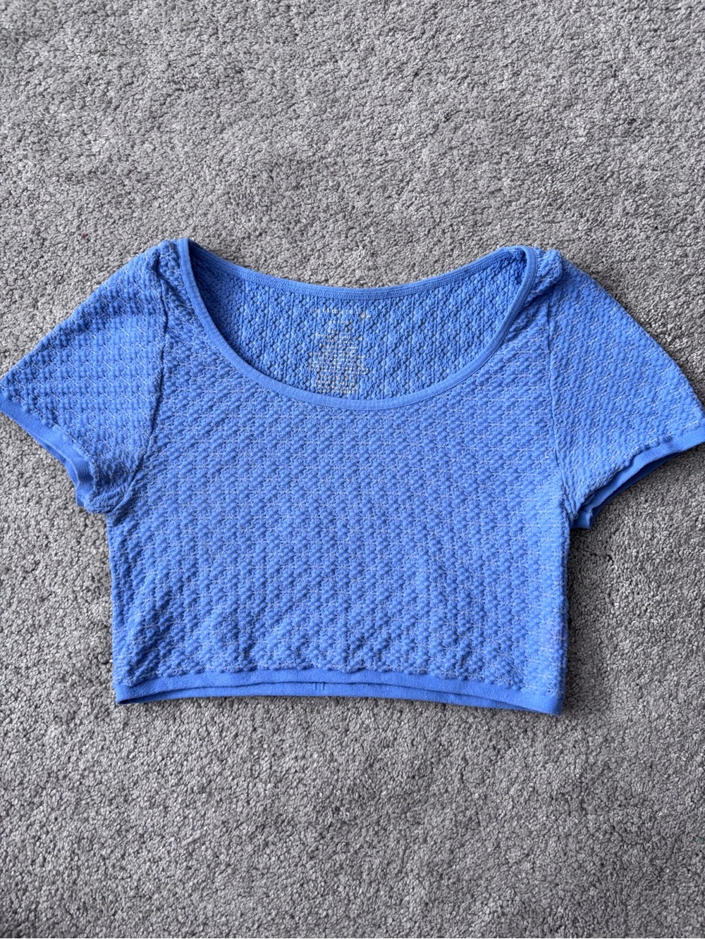 Free People Light Blue Textured Crop Top